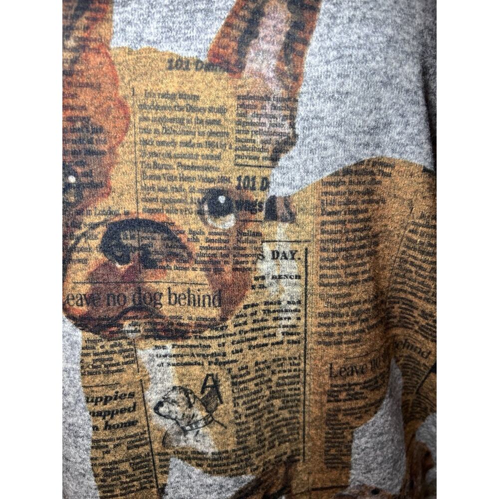ALI MILES (M) Women Top-Dog-Frenchie-Gray V-neck-3/4 Sleeve-Corgie-Dachshund-EUC - Picture 5 of 16